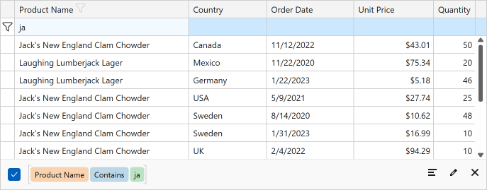 AutoFilterRow Define Filter Criteria