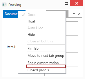 DocumentPanel Context Menu - Closed Panels Separator