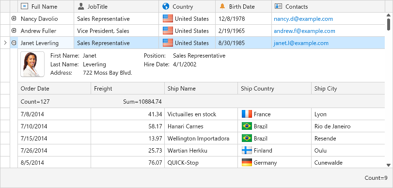 Data Grid - Display Master-Detail Data