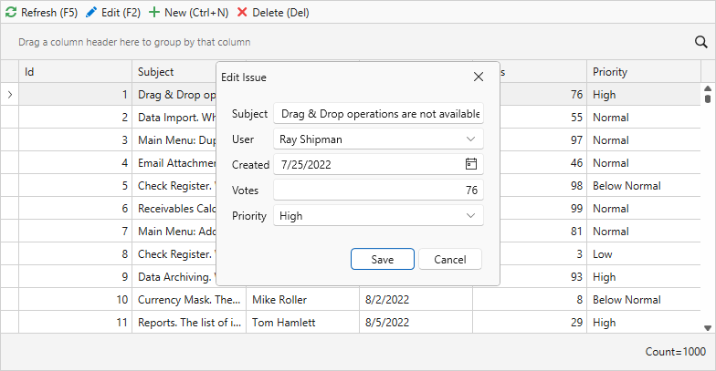 Server Mode and Instant Feedback - Edit Data