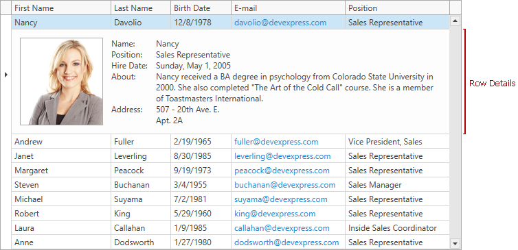 WPF Grid Row Details