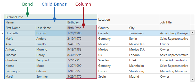 Data Grid - Nested Bands