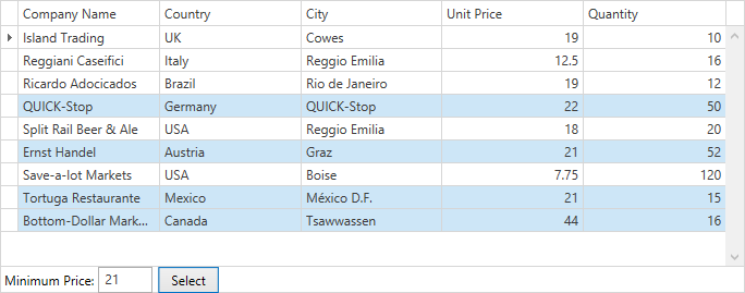 Grid - Select Rows with the Specified Value