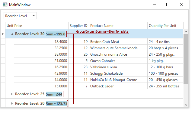 DevExpress WPF | Grid Control - Customize Aligned Group Summary