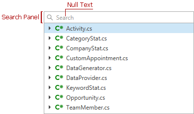 WPF TreeView: Search Panel Null Text