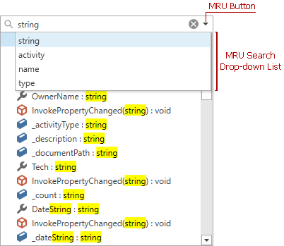 WPF TreeView: Search Panel MRU Search List