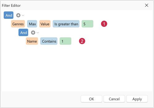 WPF Filter Editor - Sample Aggregate Filter