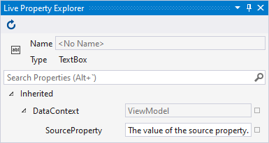WPF Binding - Live Property Explorer DataContext