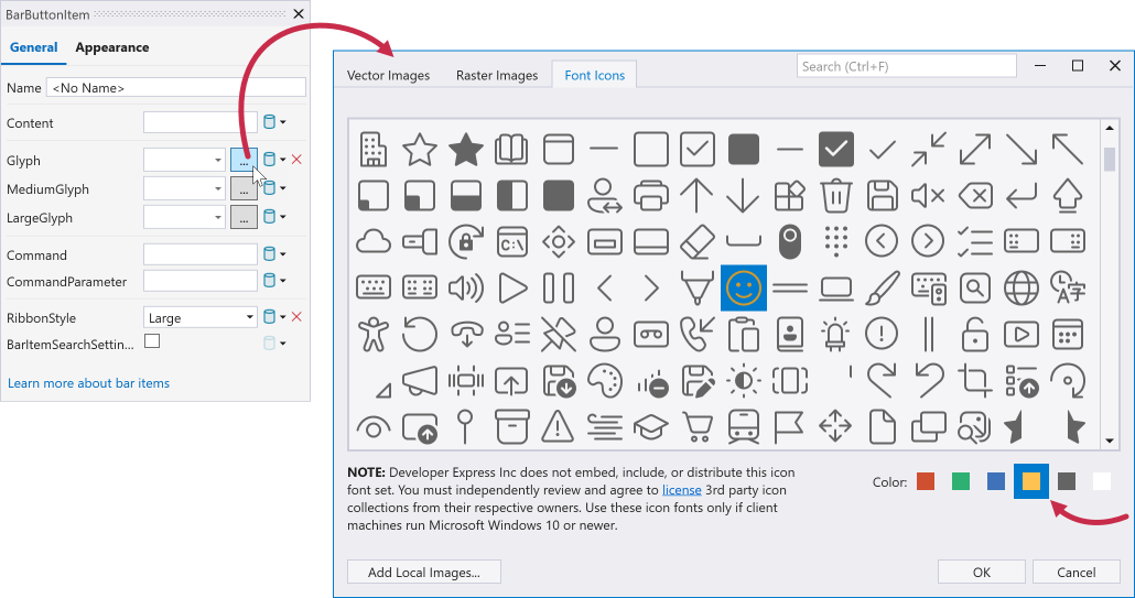 Font Icons - Design-Time