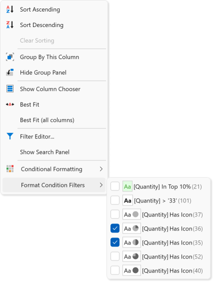 WPF Data Grid - Column Format Condition Filters