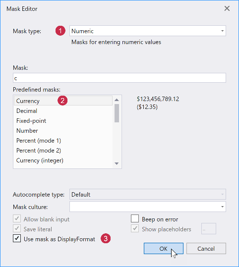 GridControl Tutorial Mask Settings