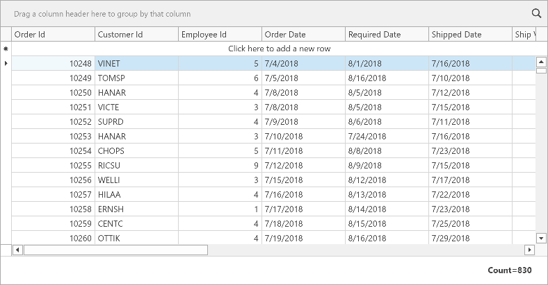 devexpress wpf gridcontrol