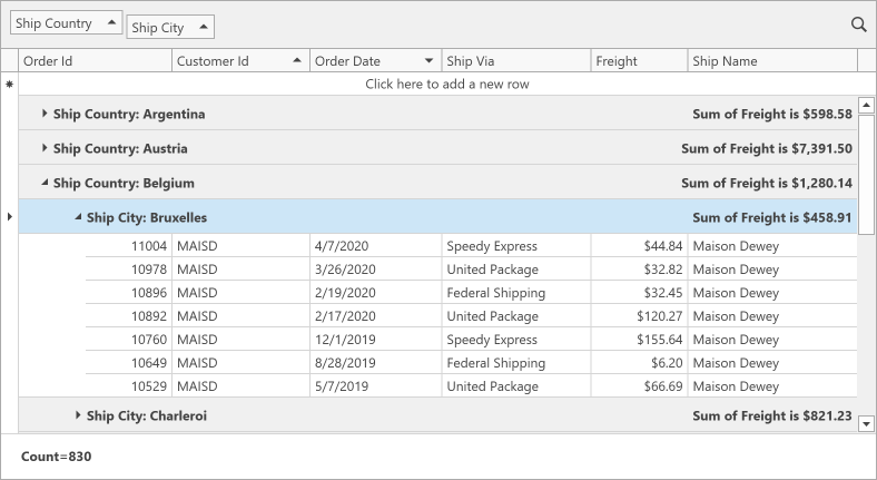 WPF Data Grid - Get Started Summaries