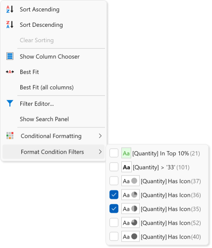 WPF Data Grid - Column Format Condition Filters