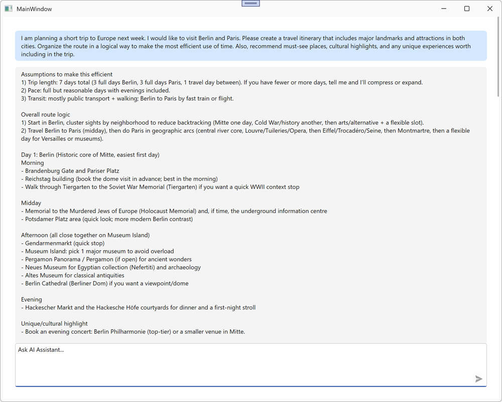 WPF AI Chat Control- Agent Integration