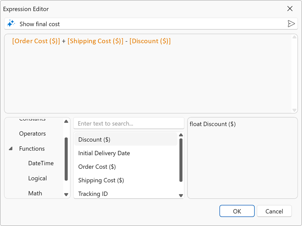 Expression Editor with Prompt to Expression (Result) - WPF Data Grid, DevExpress