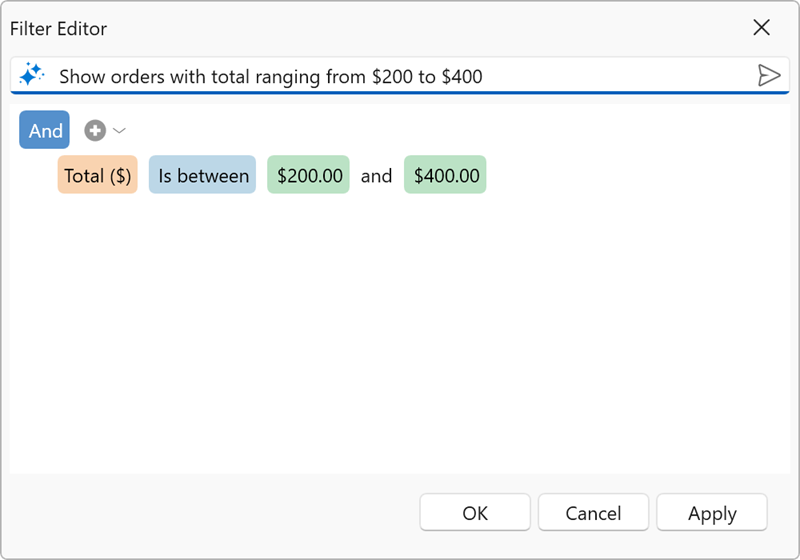 Filter Editor with Prompt to Expression (Result) - WPF Data Grid, DevExpress