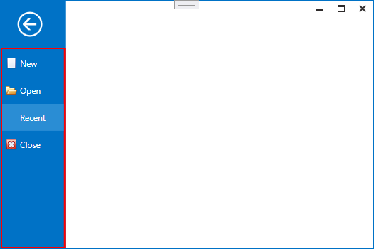 DevExpress BackstageViewControl for WPF - Tab pane with a red frame