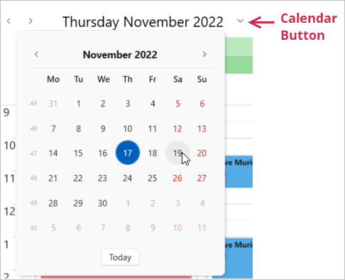 Drop-down calendar