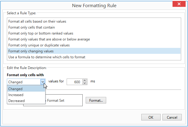 Conditional Formatting Rules Manager - Format only changing values