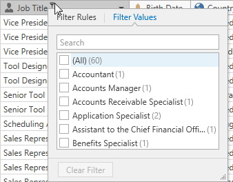 Filter Dropdown