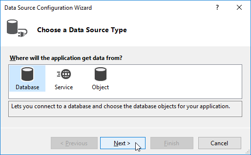 Data Source Type Window