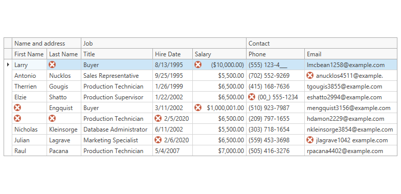 windows grid data validation ux presentation