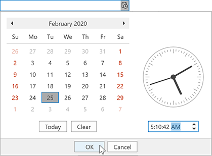 date edit with calendar and time picker