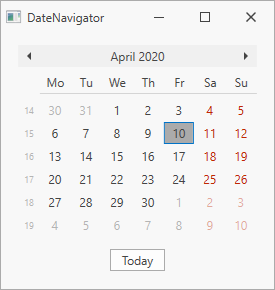 DateNavigator - FirstDayOfWeek property