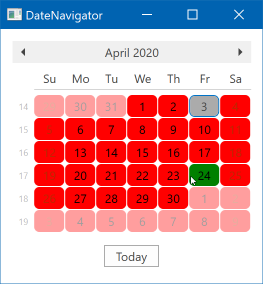 DateNavigator Appearance - MouseOverCell