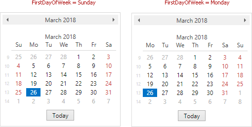 DateNavigator_FirstDayOfWeek