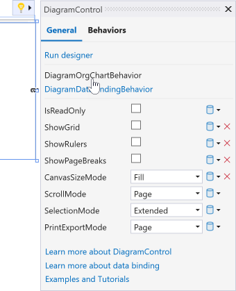 Diagram data behaviors smart tag