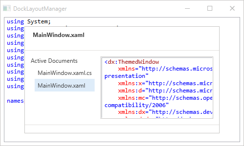 TabbedGroupDisplayMode ContentOnly Document Selector