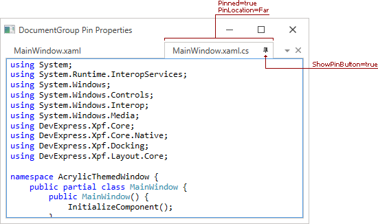 DockLayoutManager - DocumentGroup - Pin Properties