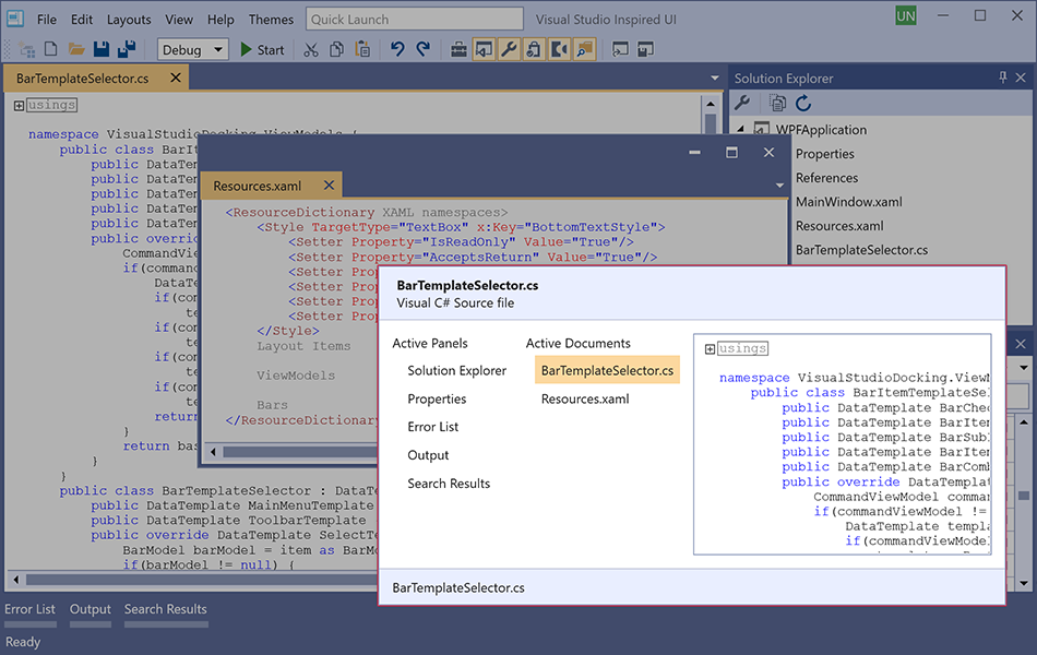 WPF DockLayoutManager - Document Selector