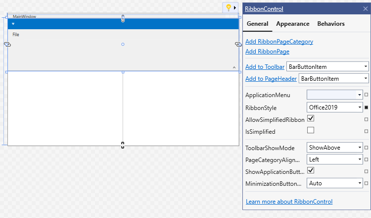 RibbonControl Quick Actions