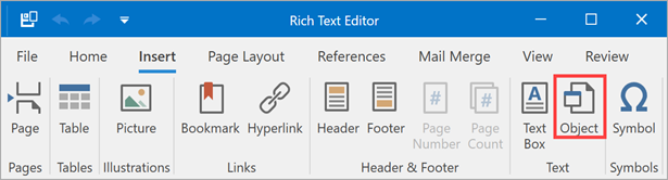 Rich Text Editor - Insert OLE Object Button