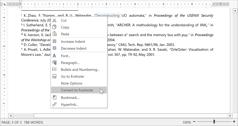 convert notes context menu