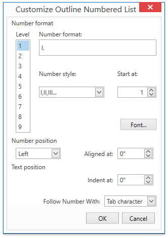 DXRichEdit_Dialogs_BulletsAndNumbering_CustomizeOutlineNumberedLists