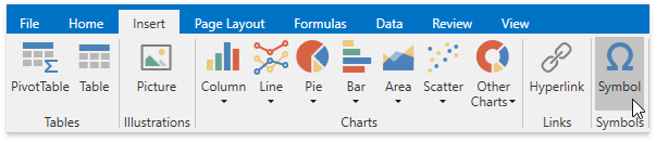 DXSpreadsheet_Dialgos_Symbol_InvokeFromRibbon