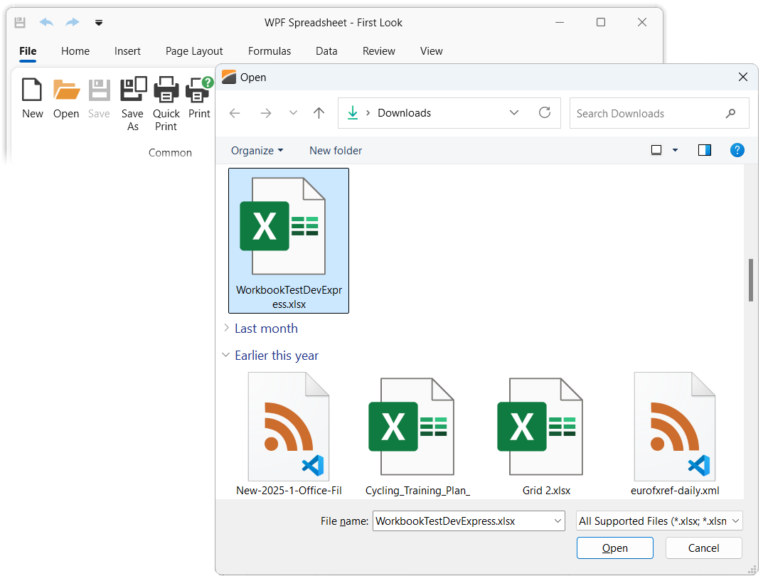 DevExpress WPF Spreadsheet - Load Documents in UI