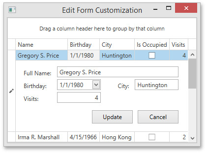 Edit Form Customization Example
