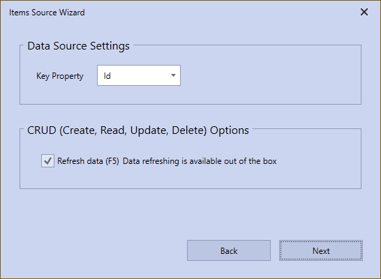 Items Source Wizard Settings