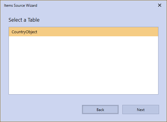 Items Source Wizard Table