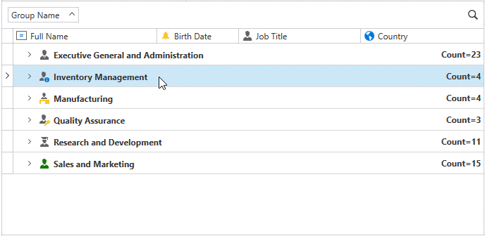 Expanding and Collapsing Group Rows