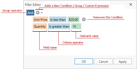 Filter Editor Elements