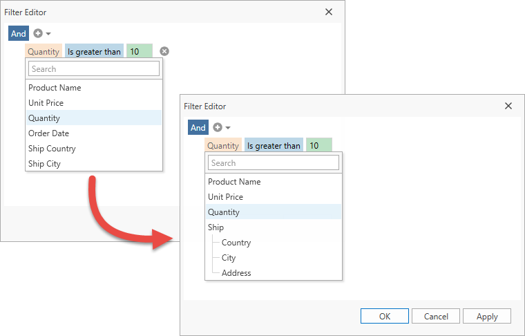 Filter Editor Fields