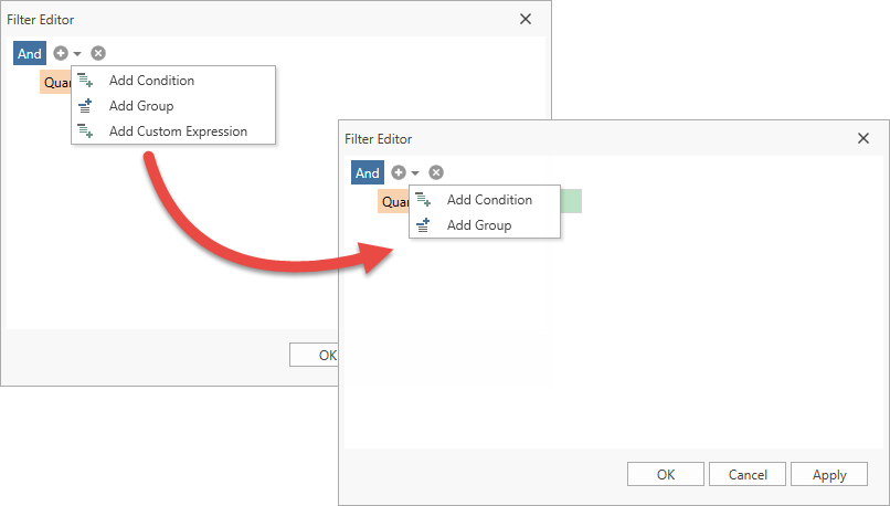 Filter Editor - Prohibit Group Operations