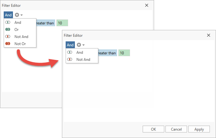 Filter Editor - Prohibit Group Types