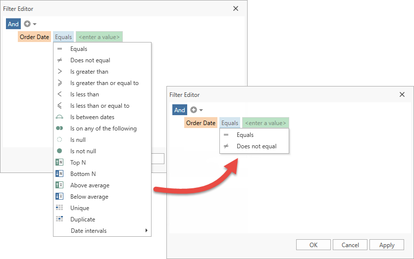 Filter Editors - Customize Standard Operators